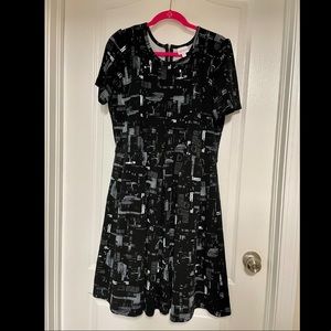 PLUS LLR LuLaRoe Amelia Textured Fit n Flare Dress 3XL 3X 24 24W